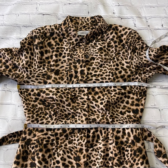 Calvin Klein animal print button down Midi Dress with belt fit & flare size 6 - Picture 8 of 16